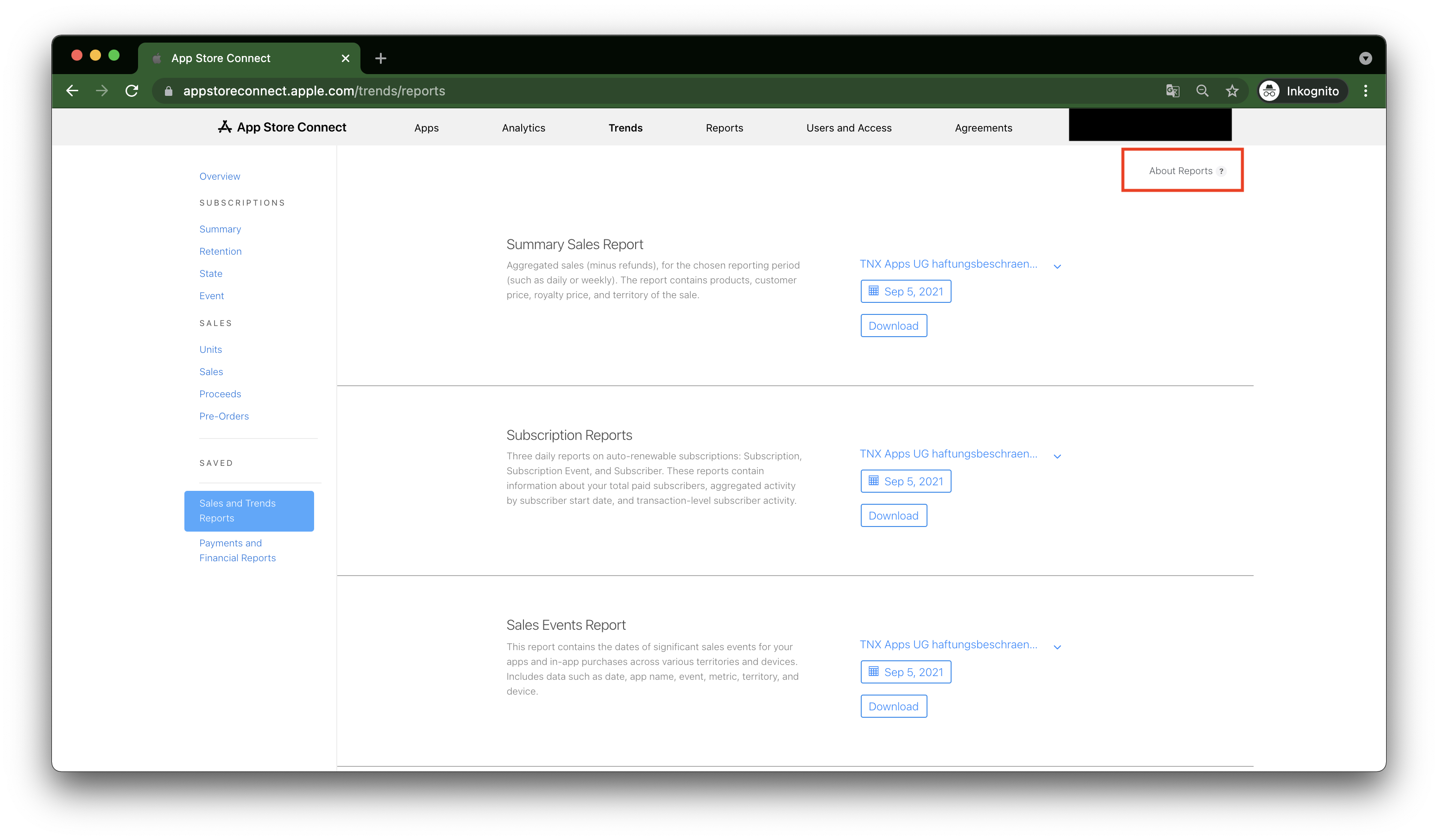 Step 1 to connect LinkFive to your Apple App Store Reports Step 1 to connect LinkFive to your Apple App Store Reports